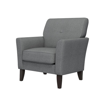 Alex Transitional Flared Arm Armchair in Smoky Gray Velour