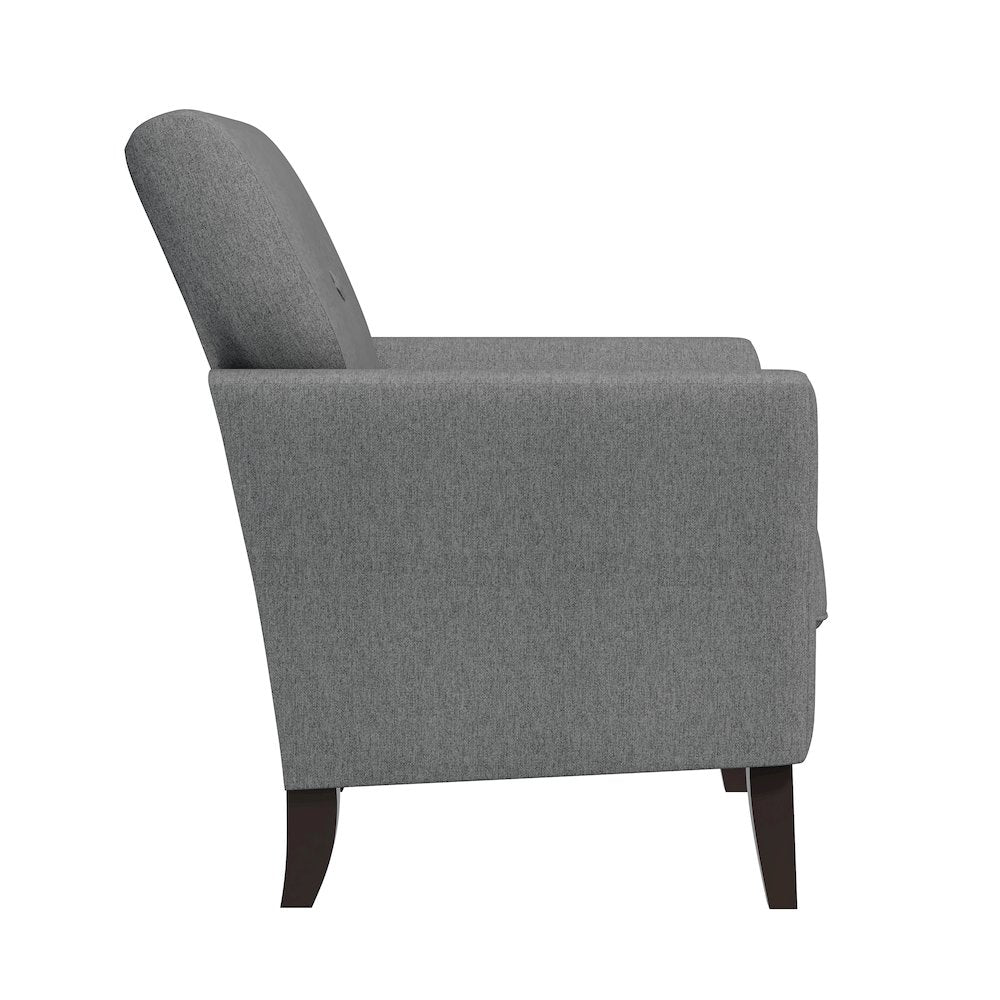 Alex Transitional Flared Arm Armchair in Smoky Gray Velour