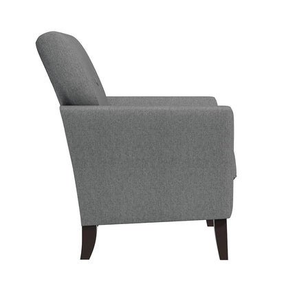 Alex Transitional Flared Arm Armchair in Smoky Gray Velour