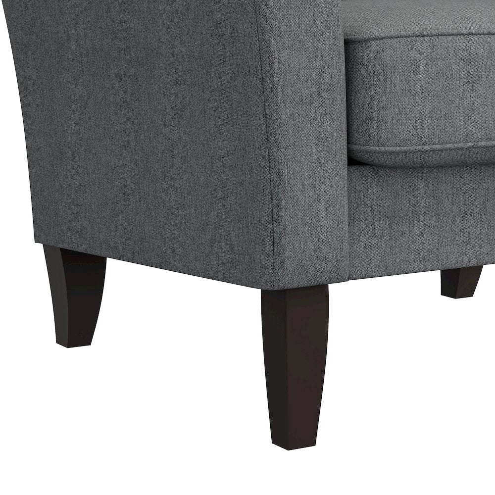 Alex Transitional Flared Arm Armchair in Smoky Gray Velour