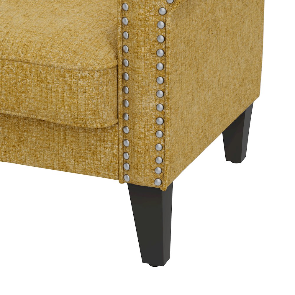 Jean Rolled Arm Chair with Nailheads in Gold Chenille