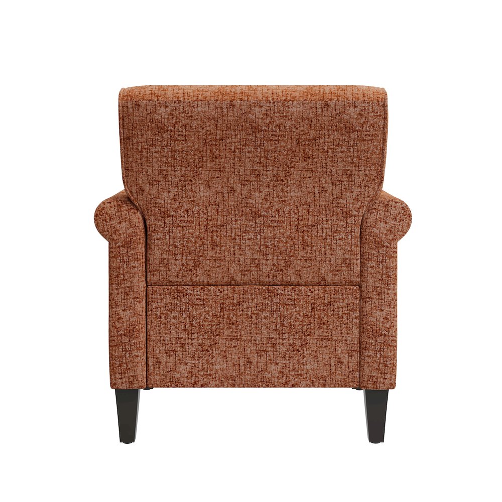 Jean Rolled Arm Chair with Nailheads in Orange Chenille