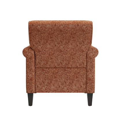 Jean Rolled Arm Chair with Nailheads in Orange Chenille