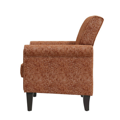 Jean Rolled Arm Chair with Nailheads in Orange Chenille