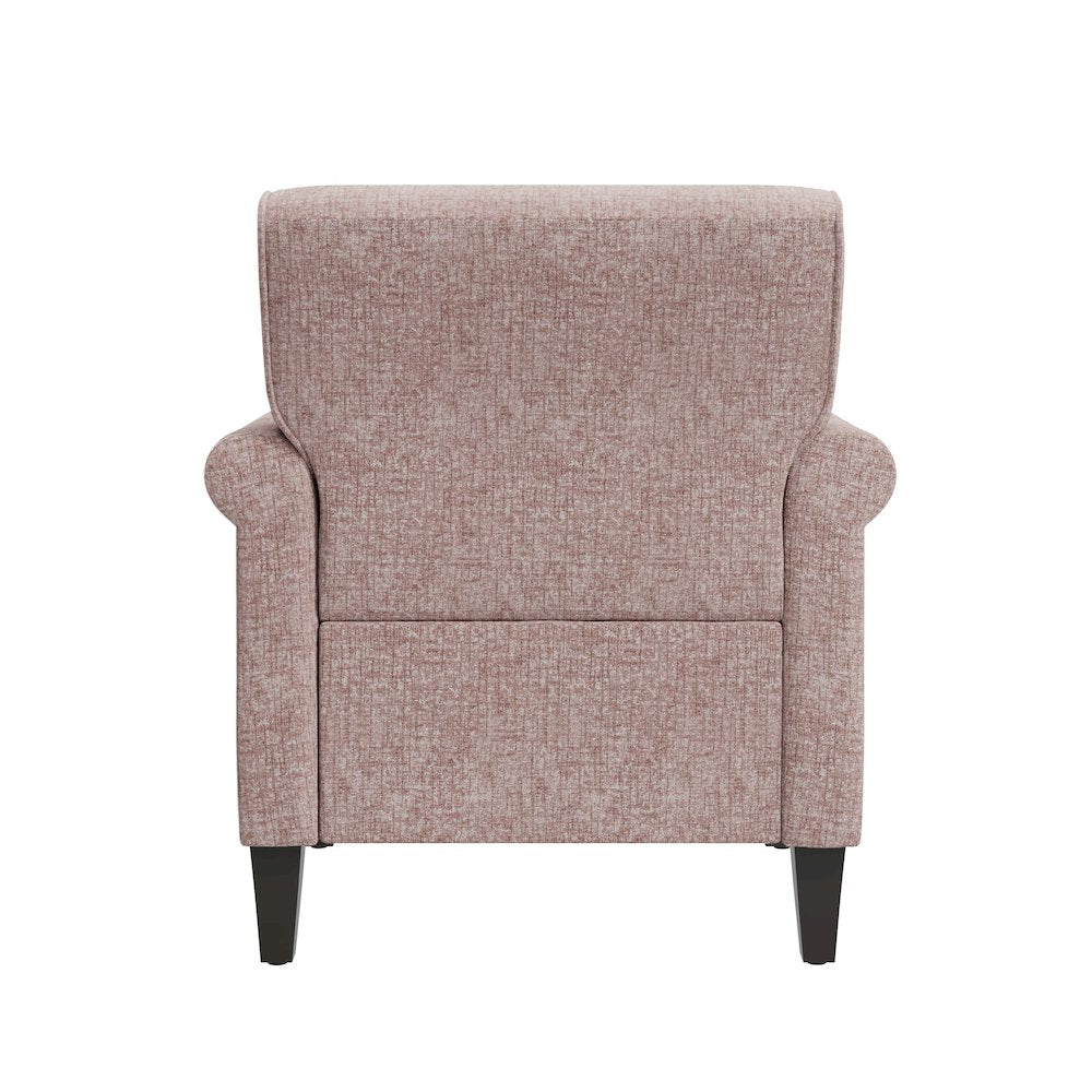 Jean Rolled Arm Chair with Nailheads in Pink Chenille