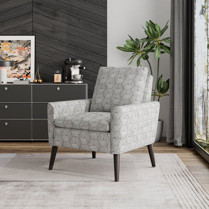 Mid-Century Modern Armchair in Gray and Cream Honeycomb