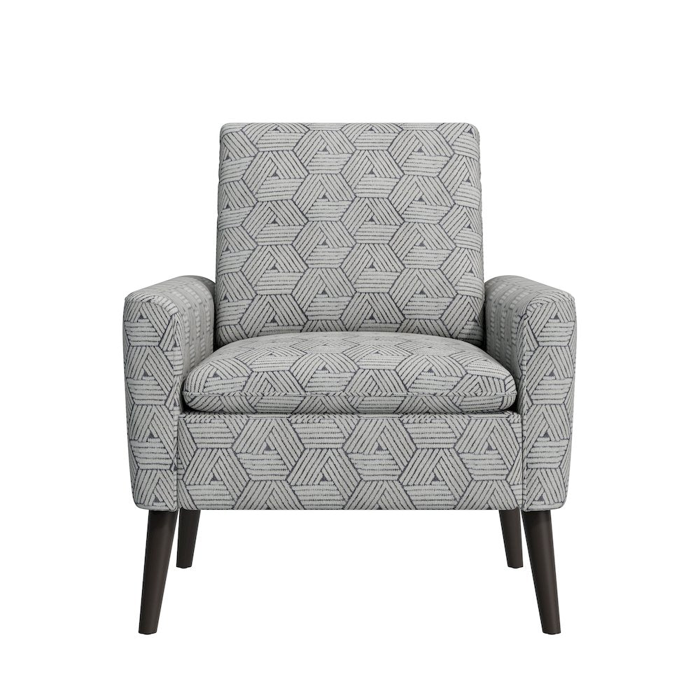 Mid-Century Modern Armchair in Gray and Cream Honeycomb