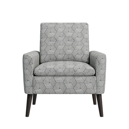 Mid-Century Modern Armchair in Gray and Cream Honeycomb