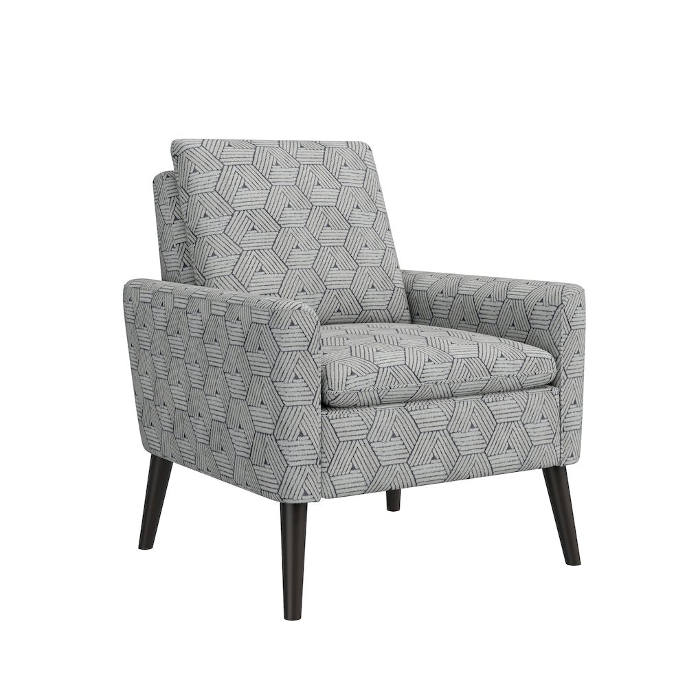 Mid-Century Modern Armchair in Gray and Cream Honeycomb