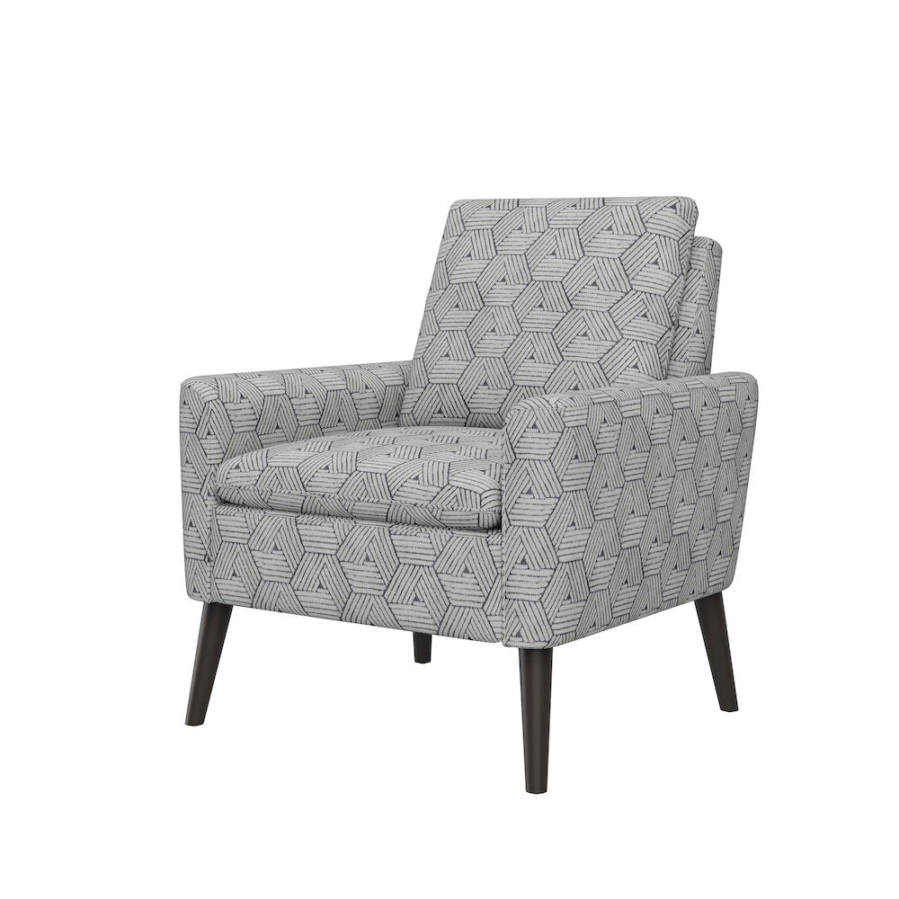 Mid-Century Modern Armchair in Gray and Cream Honeycomb