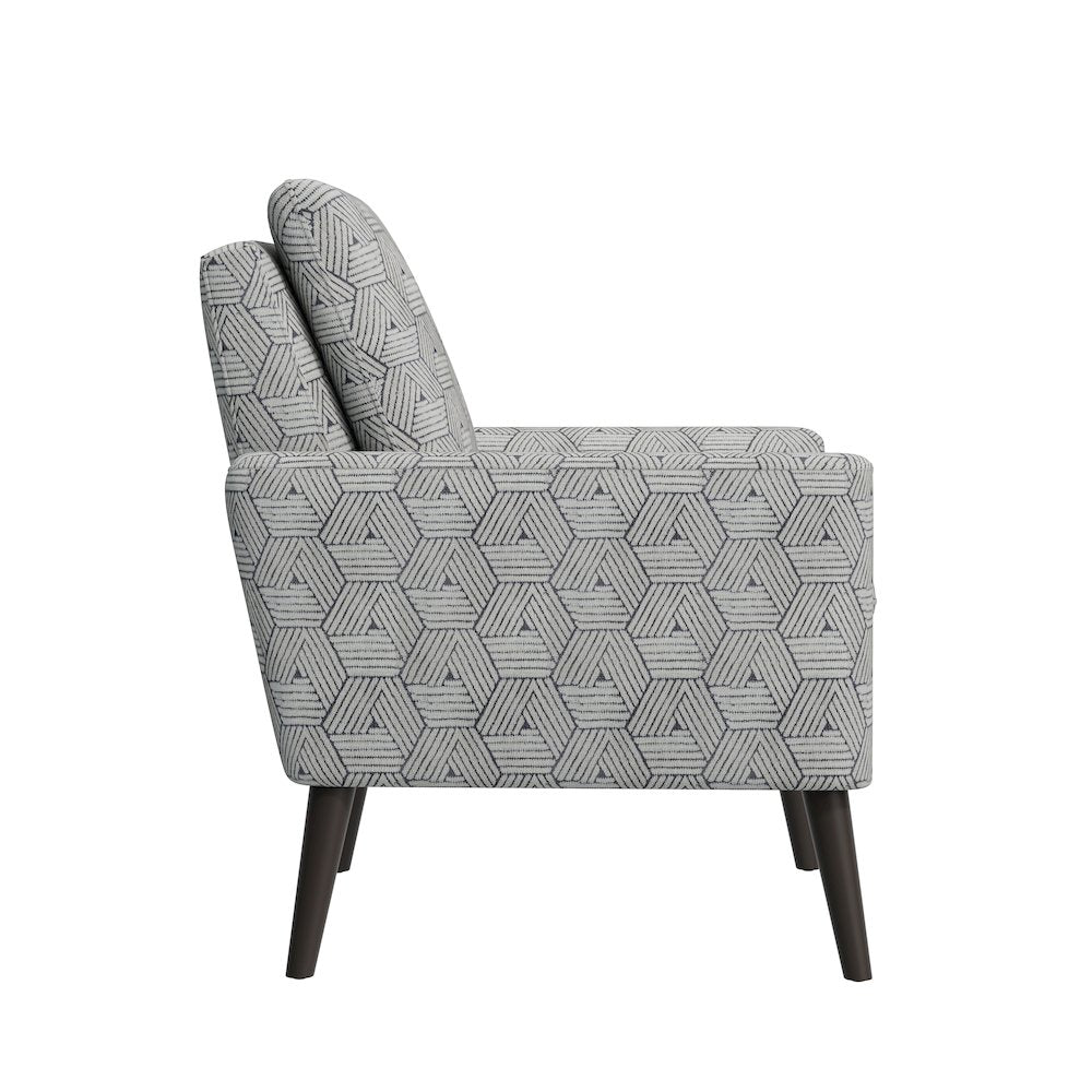 Mid-Century Modern Armchair in Gray and Cream Honeycomb