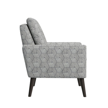 Mid-Century Modern Armchair in Gray and Cream Honeycomb