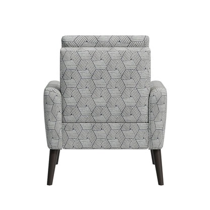 Mid-Century Modern Armchair in Gray and Cream Honeycomb