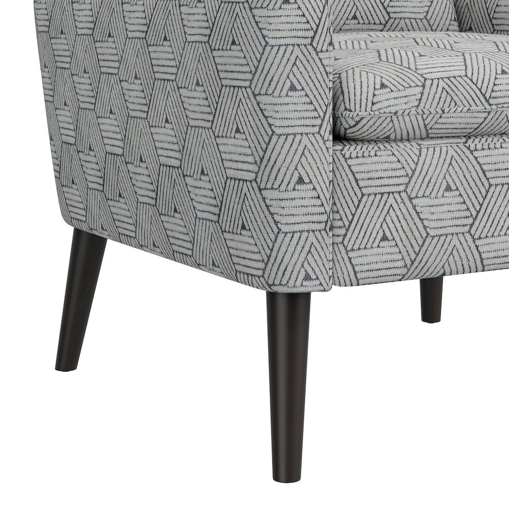 Mid-Century Modern Armchair in Gray and Cream Honeycomb