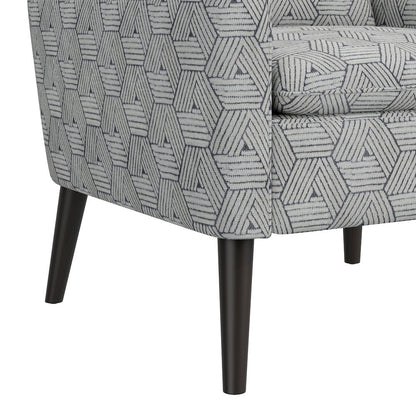 Mid-Century Modern Armchair in Gray and Cream Honeycomb