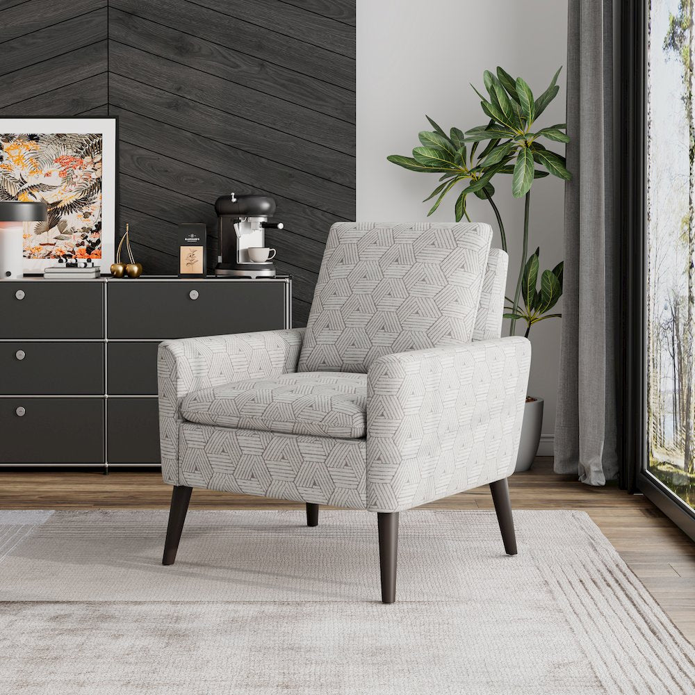 Mid-Century Modern Armchair in Tan and Cream Honeycomb