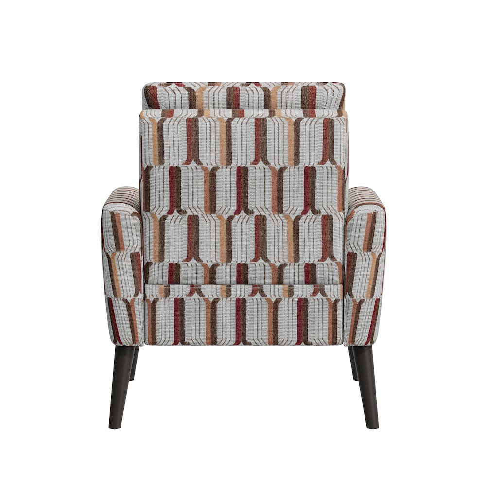 Mid-Century Modern Armchair in Tan, Cream and Red Stripe