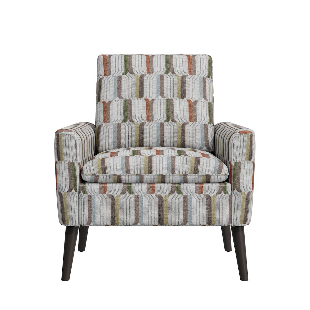 Mid-Century Modern Armchair in Brown, Green and Blue Stripe