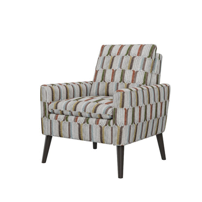 Mid-Century Modern Armchair in Brown, Green and Blue Stripe