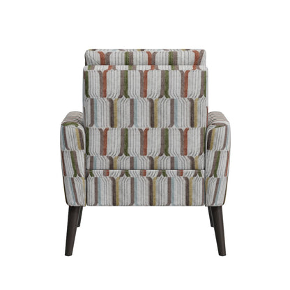 Mid-Century Modern Armchair in Brown, Green and Blue Stripe