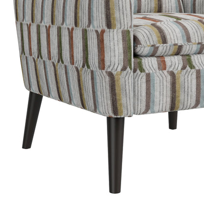 Mid-Century Modern Armchair in Brown, Green and Blue Stripe