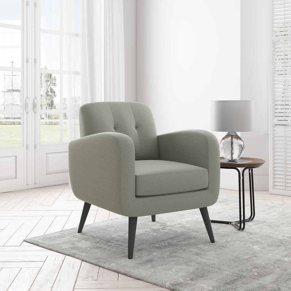 Armchair in Dove Grey Linen with Espresso Legs