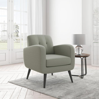 Armchair in Dove Grey Linen with Espresso Legs