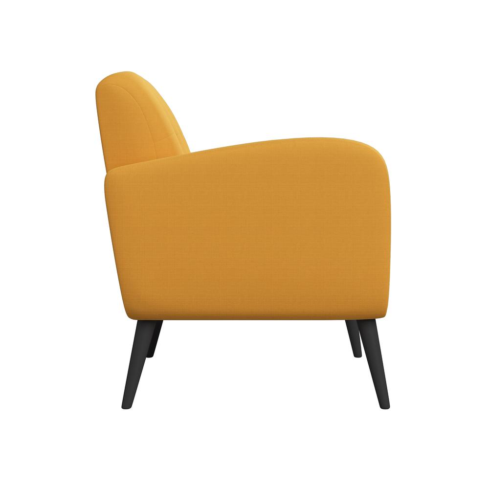 Armchair in Mustard Yellow Linen with Espresso Legs