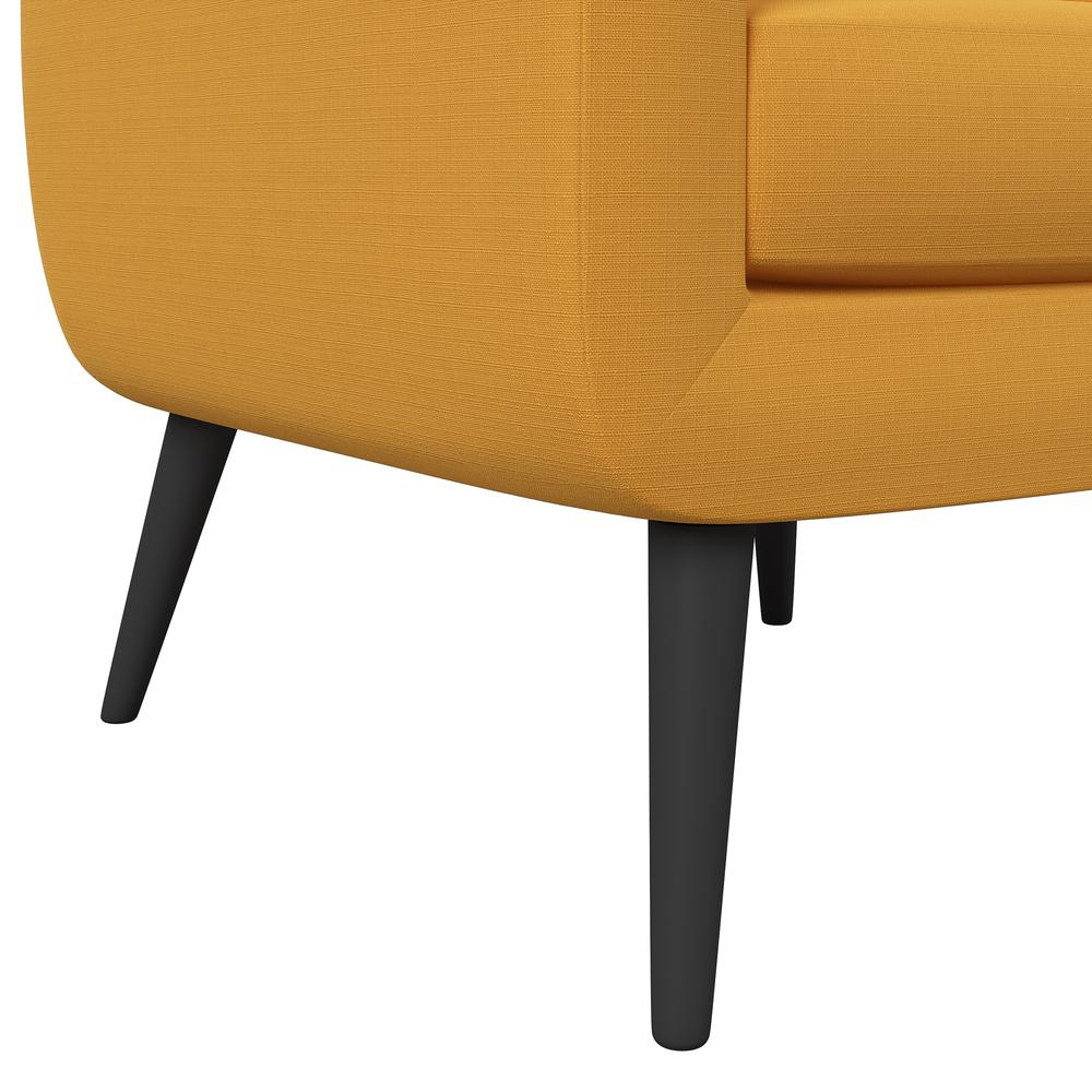 Armchair in Mustard Yellow Linen with Espresso Legs
