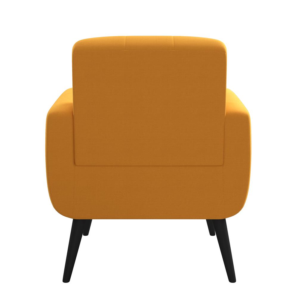 Armchair in Mustard Yellow Linen with Espresso Legs