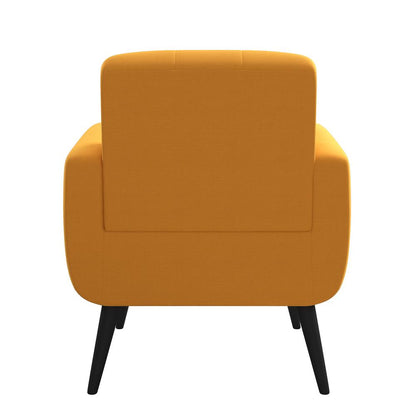 Armchair in Mustard Yellow Linen with Espresso Legs