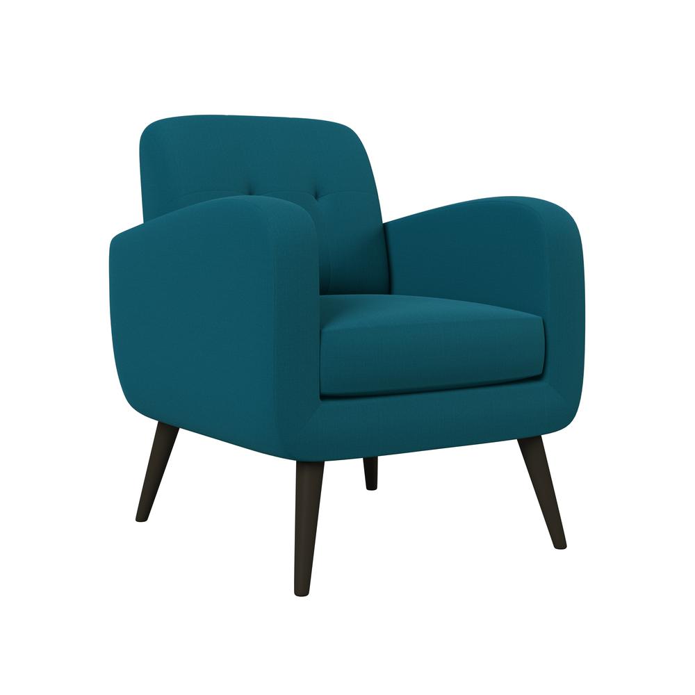 Armchair in Peacock Blue Linen with Espresso Legs