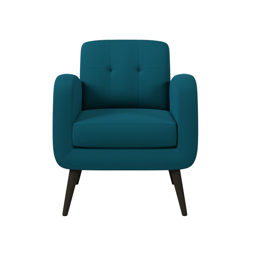 Armchair in Peacock Blue Linen with Espresso Legs