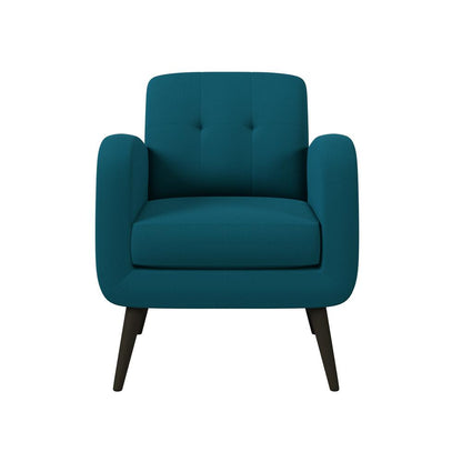 Armchair in Peacock Blue Linen with Espresso Legs