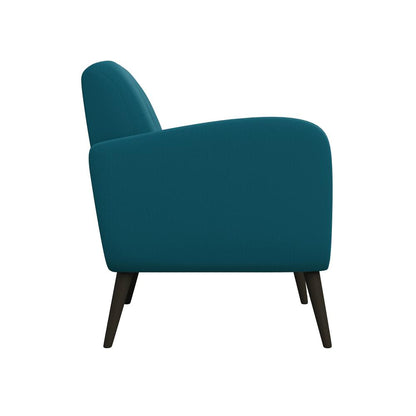 Armchair in Peacock Blue Linen with Espresso Legs