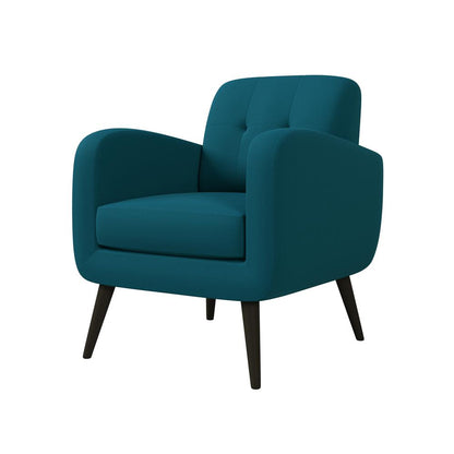 Armchair in Peacock Blue Linen with Espresso Legs