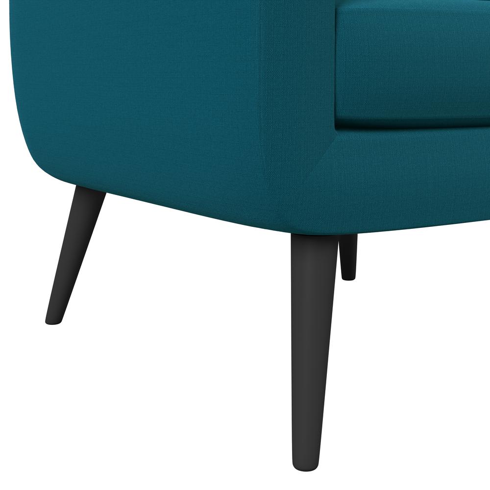 Armchair in Peacock Blue Linen with Espresso Legs