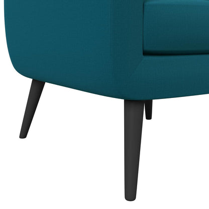 Armchair in Peacock Blue Linen with Espresso Legs