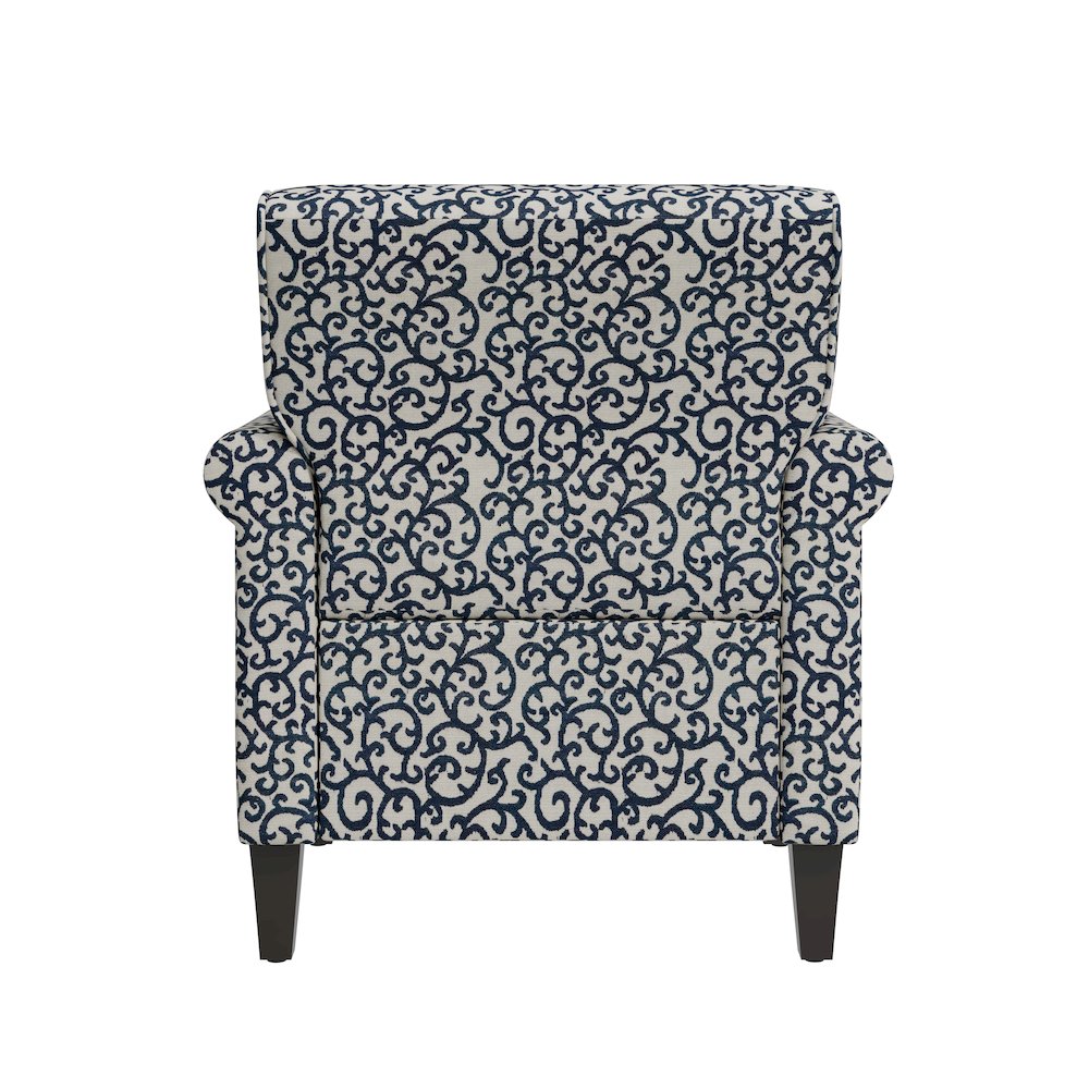 Jean Rolled Arm Chair with Nailheads in Black Curly Vine