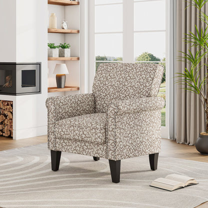 Jean Rolled Arm Chair with Nailheads in Tan Curly Vine
