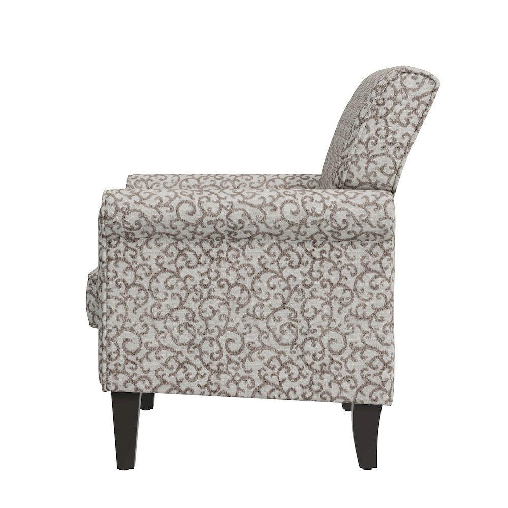 Jean Rolled Arm Chair with Nailheads in Tan Curly Vine