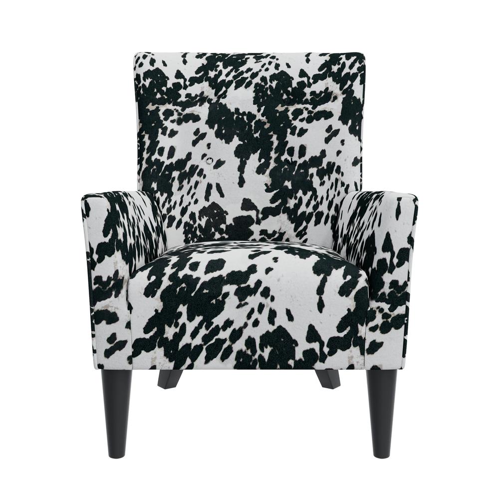 Shelter High Back Wingback Chair in Velvet Black Cow Print
