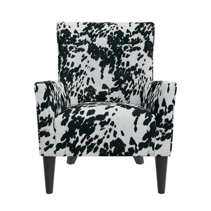 Shelter High Back Wingback Chair in Velvet Black Cow Print