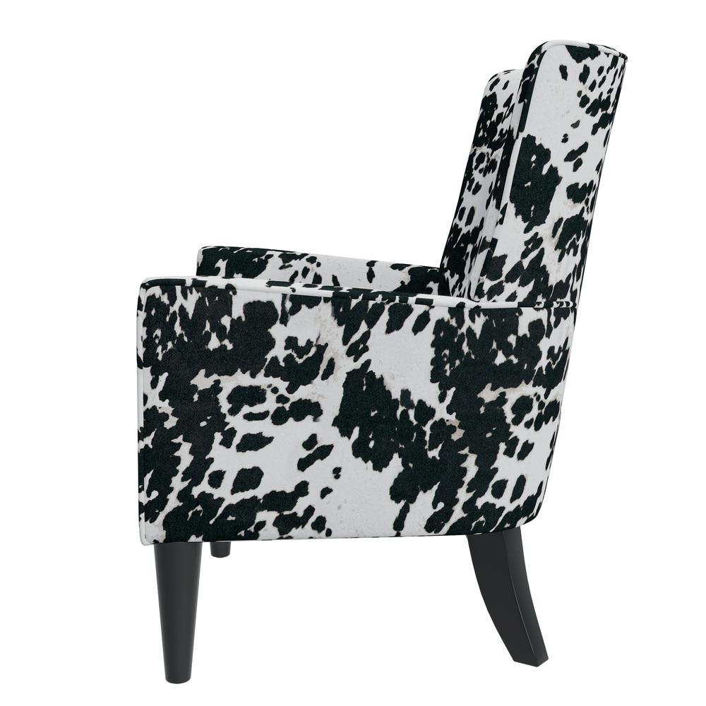 Shelter High Back Wingback Chair in Velvet Black Cow Print