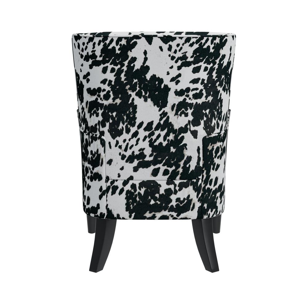 Shelter High Back Wingback Chair in Velvet Black Cow Print