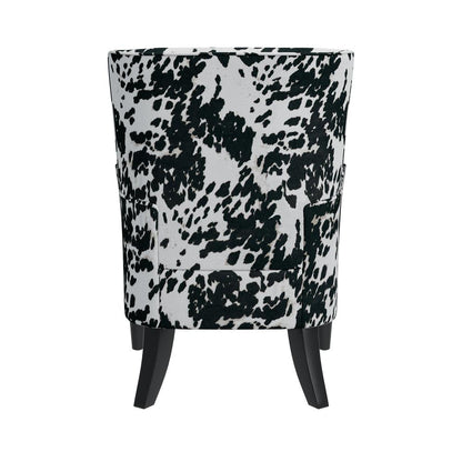 Shelter High Back Wingback Chair in Velvet Black Cow Print