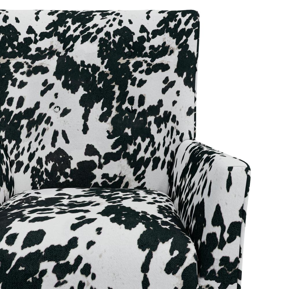Shelter High Back Wingback Chair in Velvet Black Cow Print