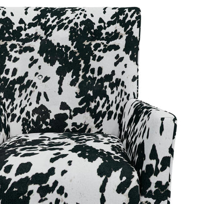 Shelter High Back Wingback Chair in Velvet Black Cow Print