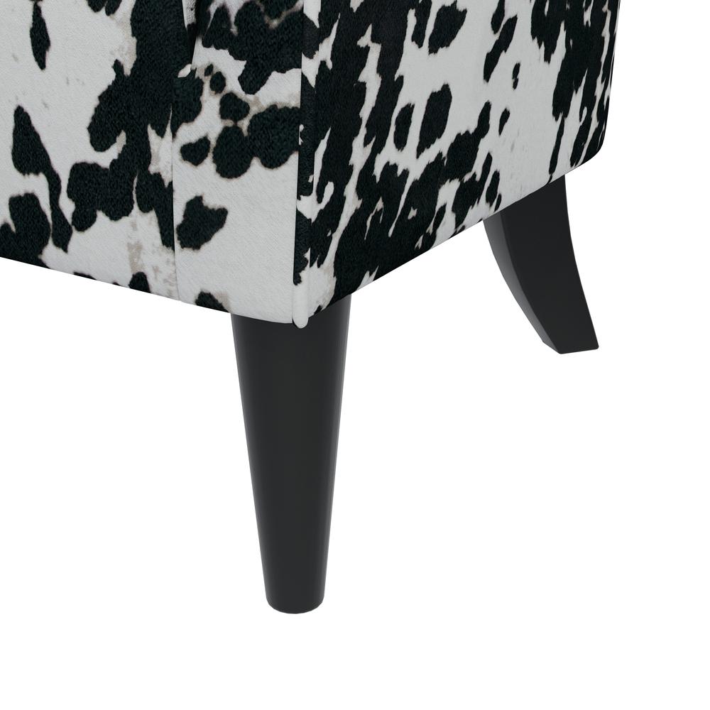 Shelter High Back Wingback Chair in Velvet Black Cow Print