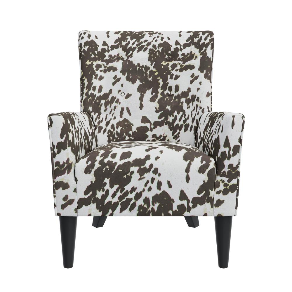 Shelter High Back Wingback Chair in Velvet Brown Cow Print